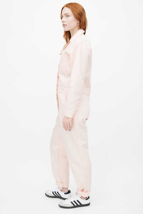 Horses Atelier Pink Linen Button Jumpsuit