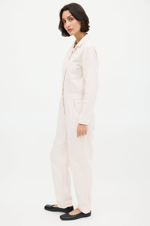 Horses Atelier Pink Linen Button Jumpsuit