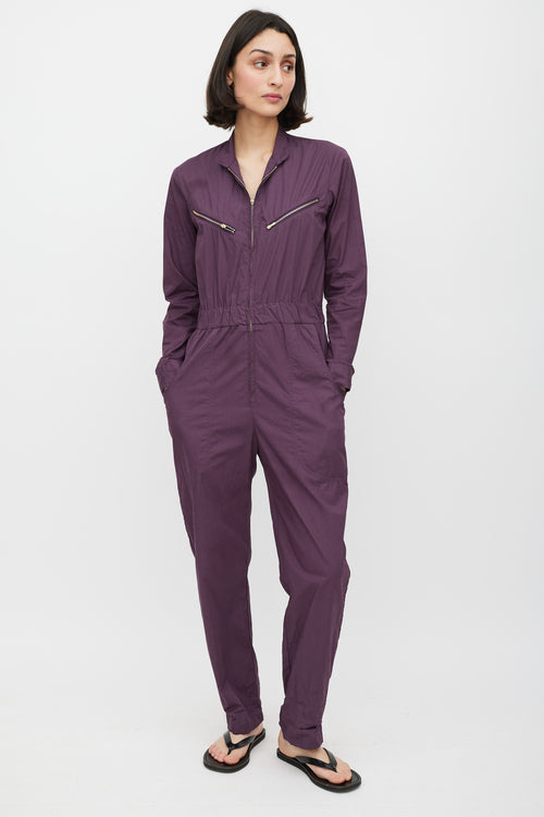 Horses Atelier Purple 
Gold Zip Cotton Jumpsuit