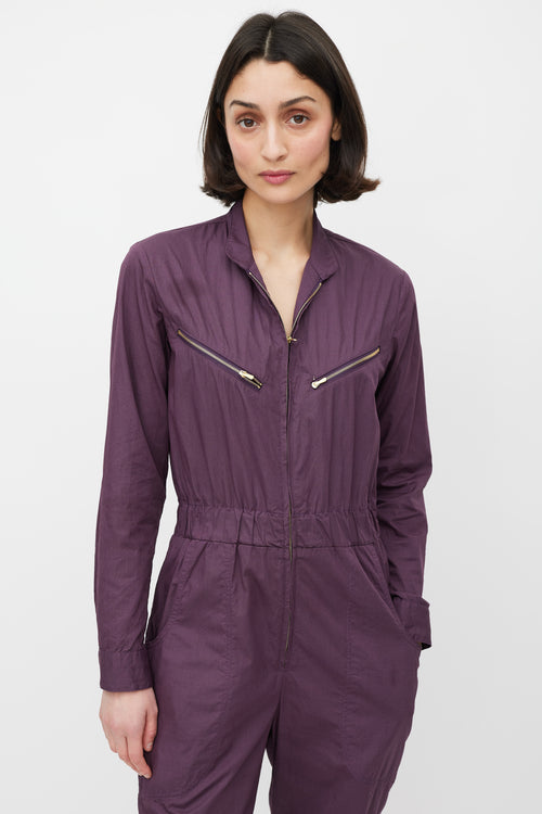 Horses Atelier Purple 
Gold Zip Cotton Jumpsuit