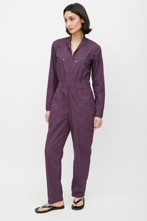 Horses Atelier Purple 
Gold Zip Cotton Jumpsuit