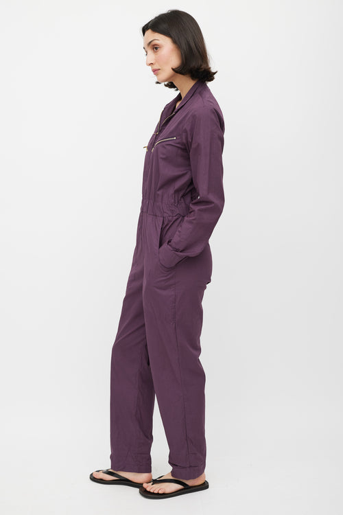 Horses Atelier Purple 
Gold Zip Cotton Jumpsuit