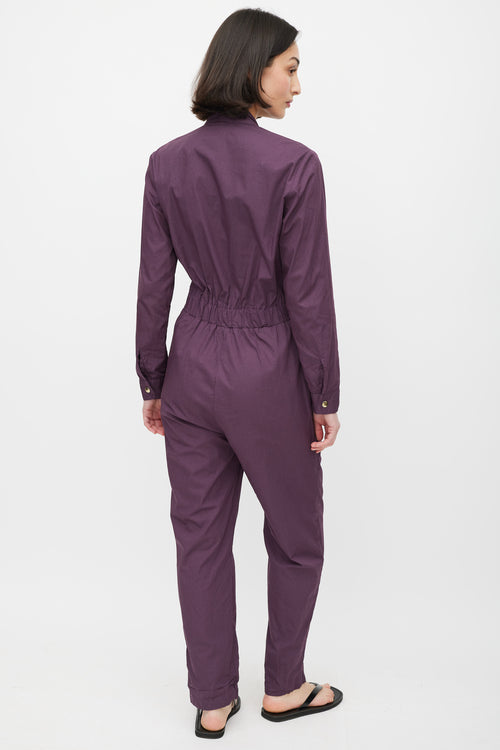 Horses Atelier Purple 
Gold Zip Cotton Jumpsuit