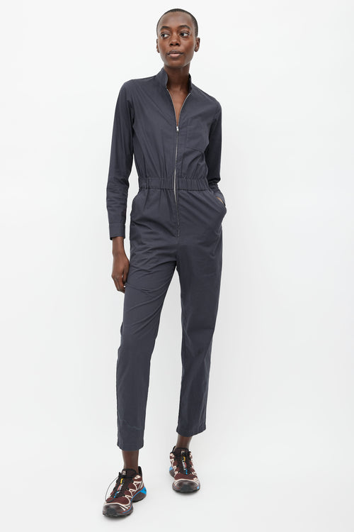 Horses Atelier Washed Black Cotton Full Zip Jumpsuit