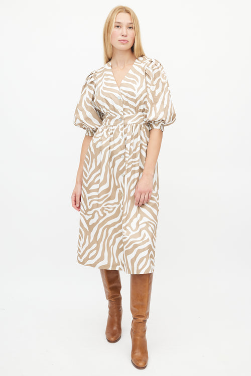 Horses Atelier White 
Brown Patterned Dress