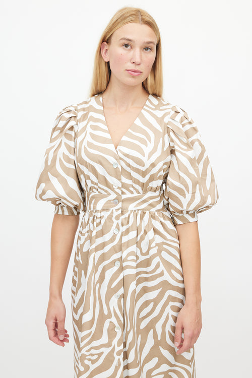 Horses Atelier White 
Brown Patterned Dress