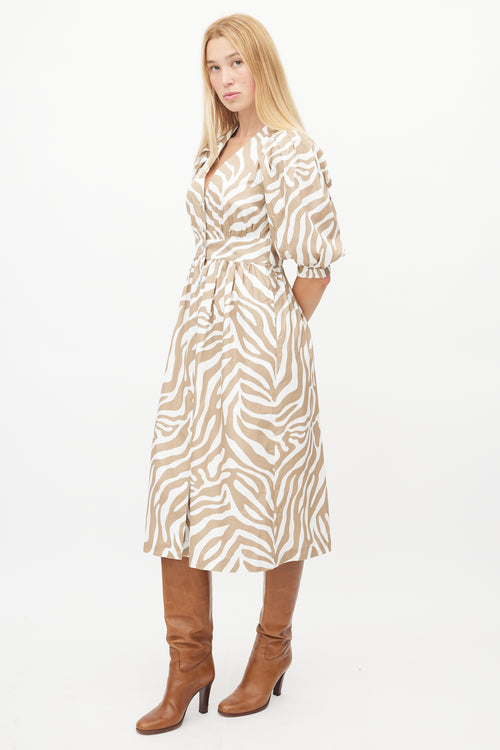 Horses Atelier White 
Brown Patterned Dress