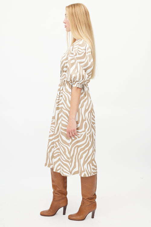 Horses Atelier White 
Brown Patterned Dress