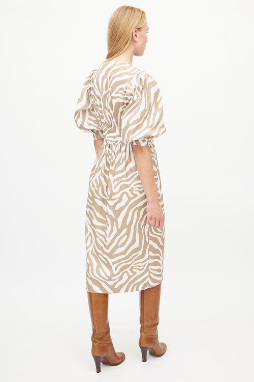 Horses Atelier White 
Brown Patterned Dress