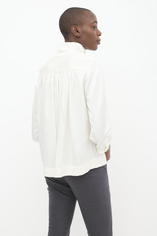 Horses Atelier Cream Silk Mock Neck Top