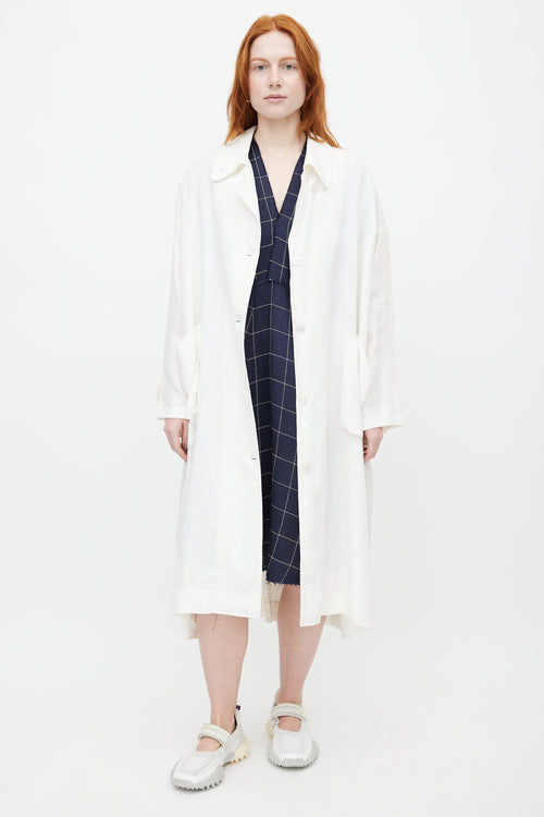 Horses Atelier White Linen Oversized Trench Coat