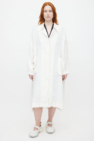 Horses Atelier White Linen Oversized Trench Coat