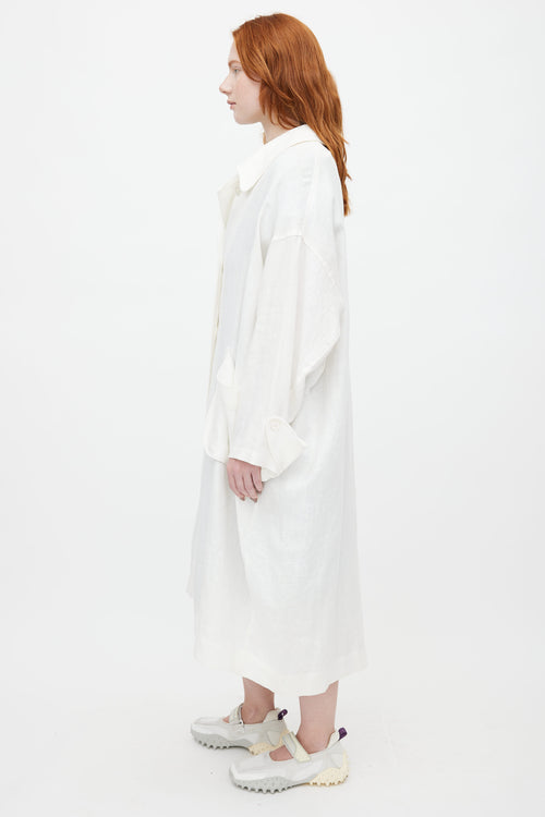 Horses Atelier White Linen Oversized Trench Coat