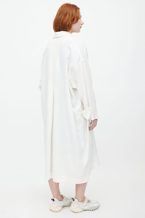 Horses Atelier White Linen Oversized Trench Coat