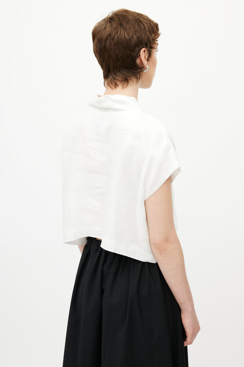 Horses Atelier White Metallic Linen Cropped Top