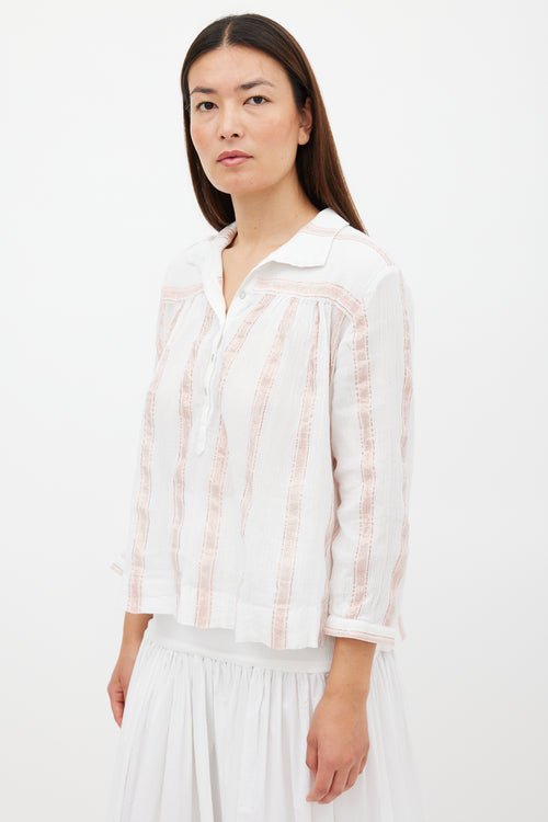 Horses Atelier White 
Pink Sparkly Striped Top