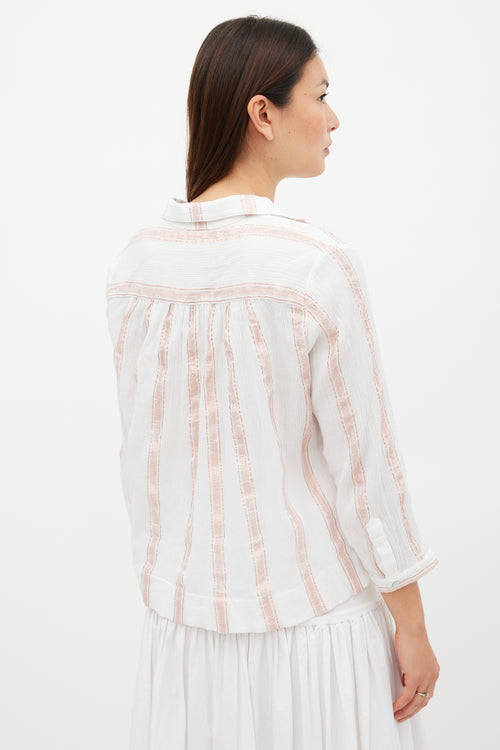 Horses Atelier White 
Pink Sparkly Striped Top