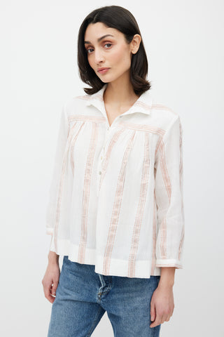 Horses Atelier White 
Pink Stripe Glitter Top