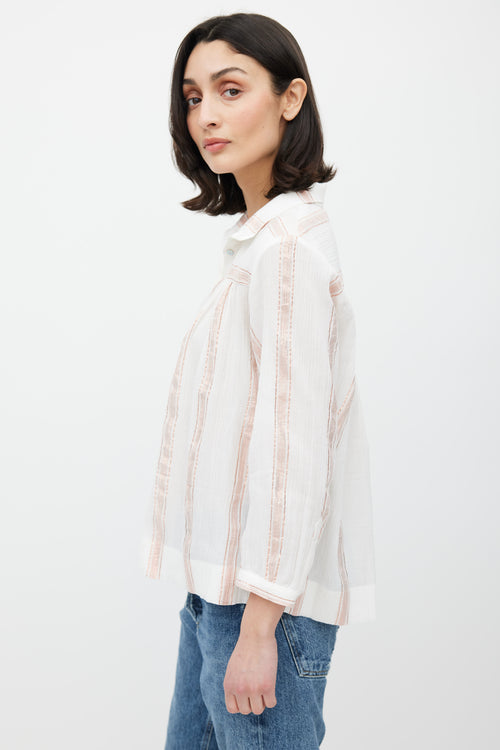 Horses Atelier White 
Pink Stripe Glitter Top