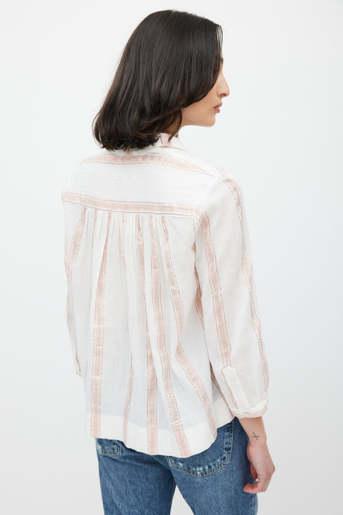 Horses Atelier White 
Pink Stripe Glitter Top