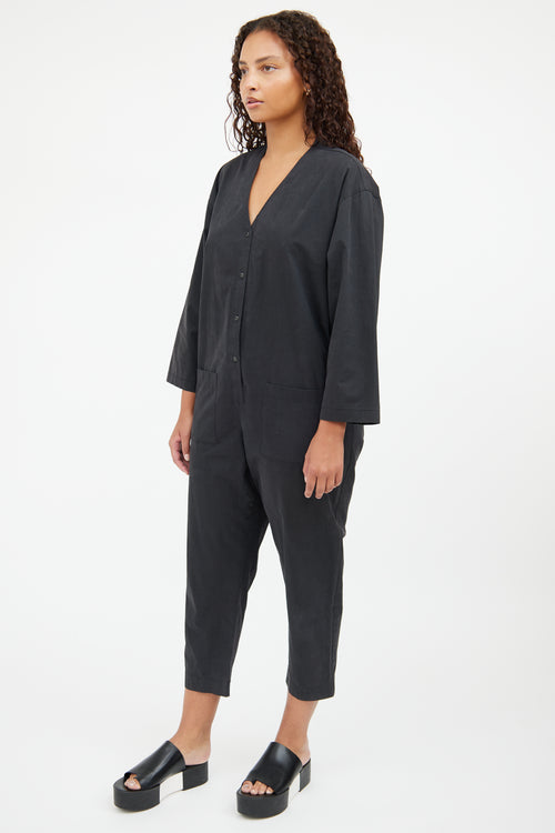 Horses Atelier Black Long Sleeve V Neck Jumpsuit