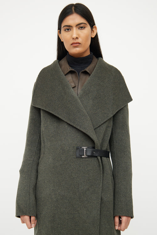 Hotel Particular Grey Wool Leather Trim Coat