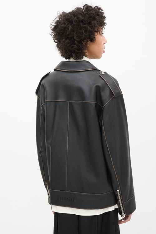 Hugo Boss Black Leather Moto Jacket