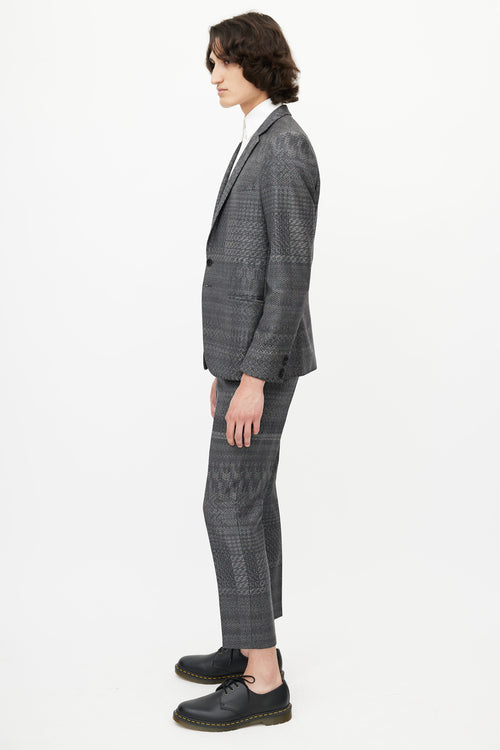 Hugo Boss Grey Wool Intarsia Blazer Pant Suit