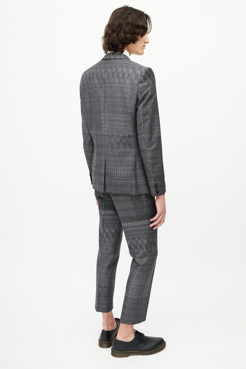 Hugo Boss Grey Wool Intarsia Blazer Pant Suit