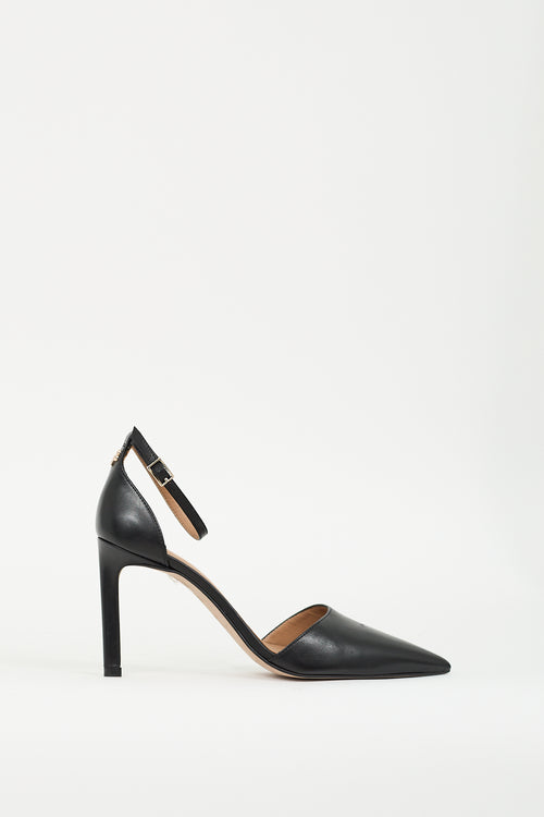 Hugo Boss Black Leather Ankle Strap Pump