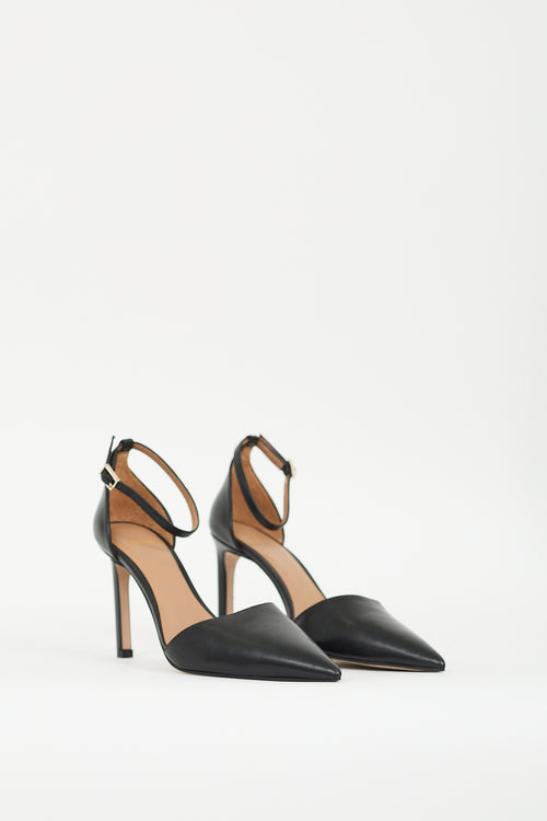 Hugo Boss Black Leather Ankle Strap Pump