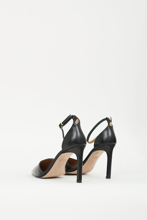 Hugo Boss Black Leather Ankle Strap Pump