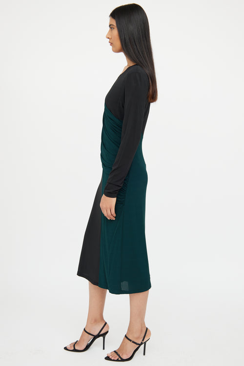 Hugo Boss Black 
Green Paneled Gathered Dress