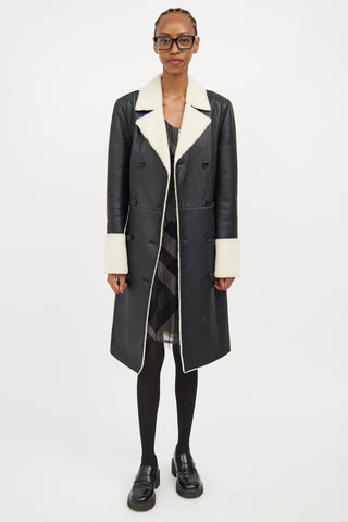 Hugo Boss Black Leather 
Shearling Long Coat