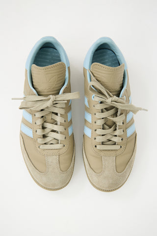 Humanrace X Adidas Originals Sage Green 
Blue Leather Samba Sneaker