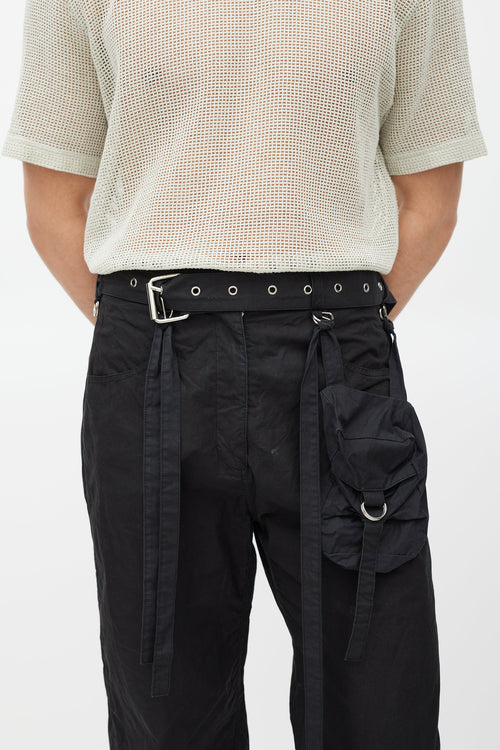 Hyein Seo Black Cargo Waistbag Trouser