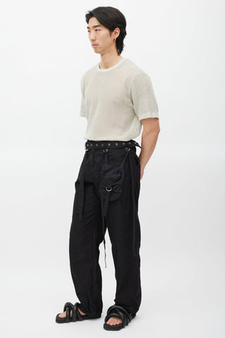 Hyein Seo Black Cargo Waistbag Trouser