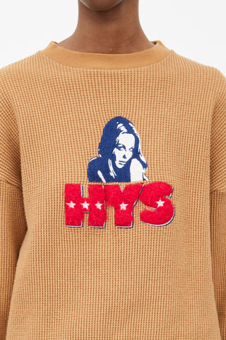 Hysteric Glamour Brown Waffle Knit Logo Sweater