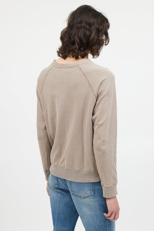 Hysteric Glamour Taupe Distressed Crewneck Logo Sweater