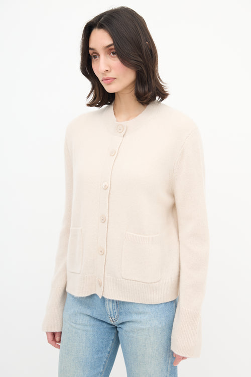  Beige Cashmere Knit Cardigan