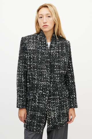 Iro Black 
White Wool Tweed Coat