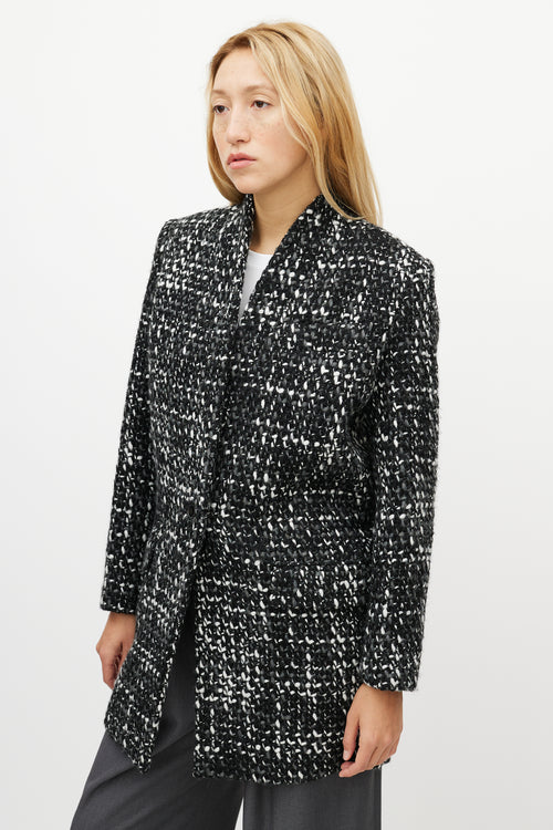 Iro Black 
White Wool Tweed Coat