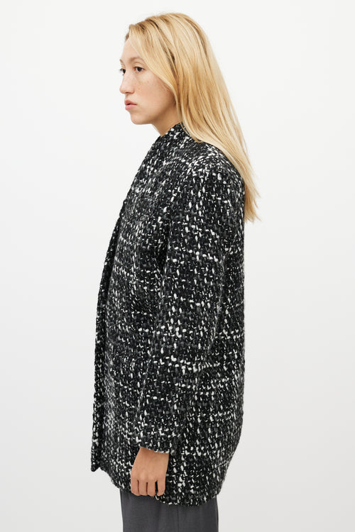 Iro Black 
White Wool Tweed Coat