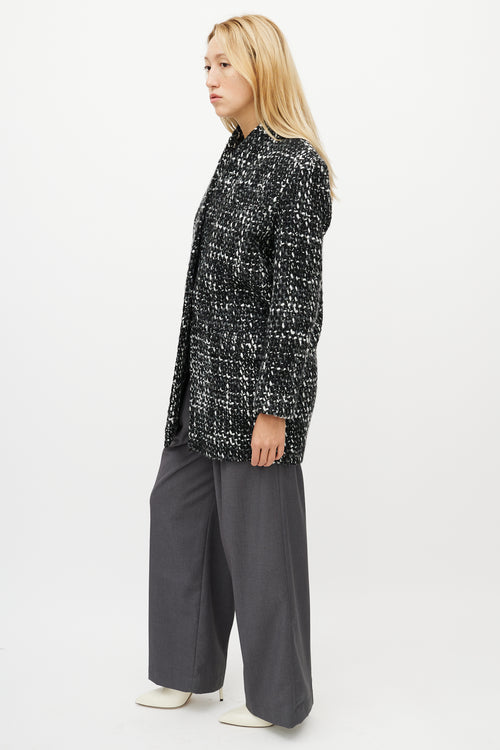 Iro Black 
White Wool Tweed Coat