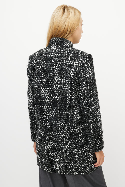 Iro Black 
White Wool Tweed Coat