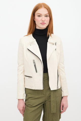 Iro Cream Leather Moto Jacket