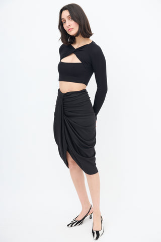 Wool Draped Gathered Skirt