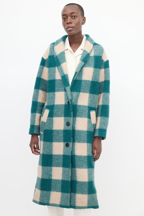 Isabel Marant Étoile Green 
Beige Wool Klelayo Check Coat