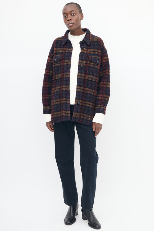 Isabel Marant Étoile Purple 
Multi Wool Check Harveli Jacket