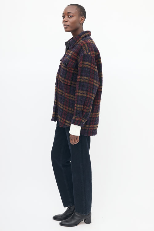 Isabel Marant Étoile Purple 
Multi Wool Check Harveli Jacket